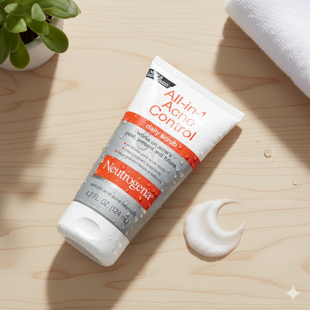 Neutrogena All-in-1 Acne Control Daily Face Scrub with Salicylic Acid for Acne-Prone Skin - 4.2 Fl Oz
