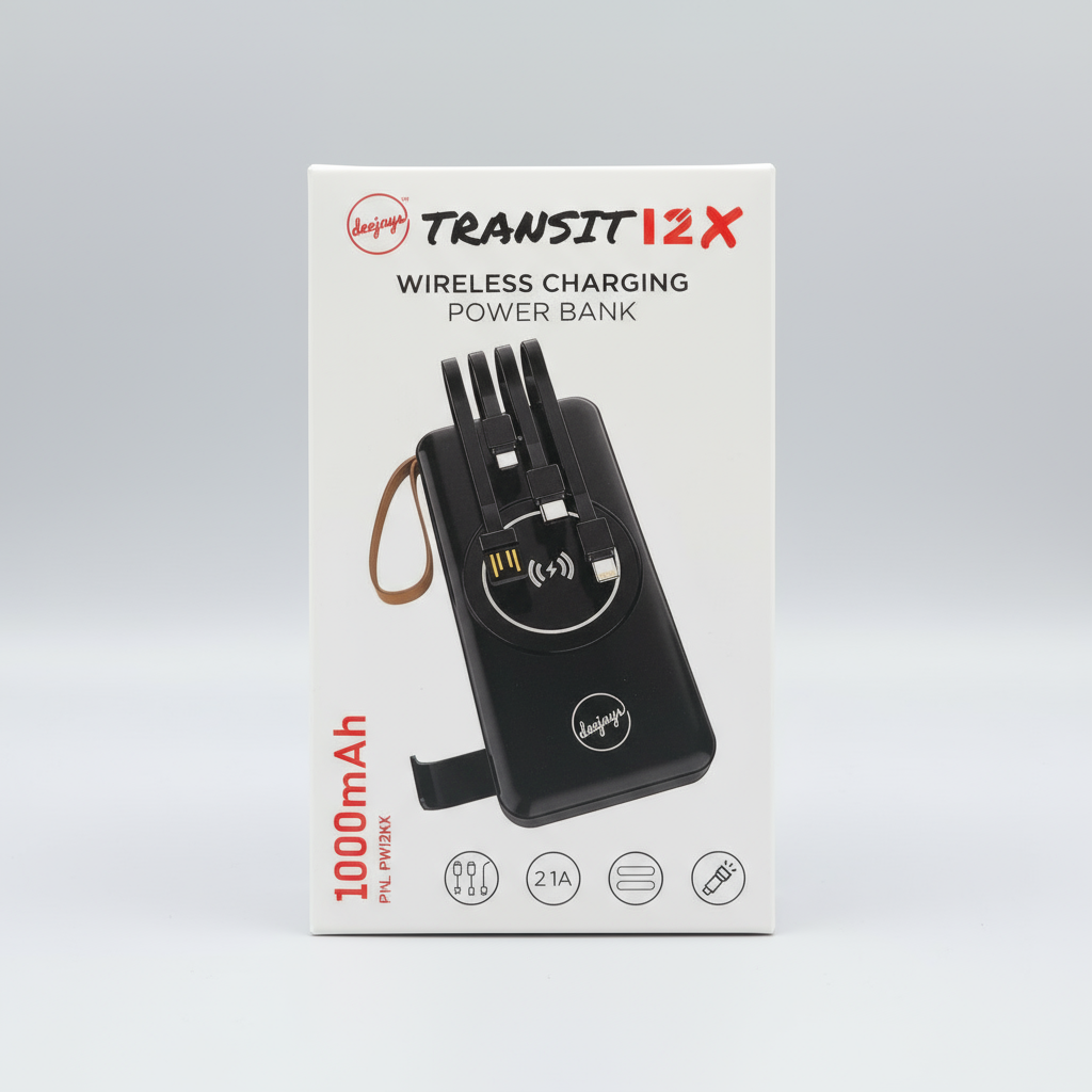 Deejays transit 12x wireless charging power bank – 12,000mAh (model pw12kx)