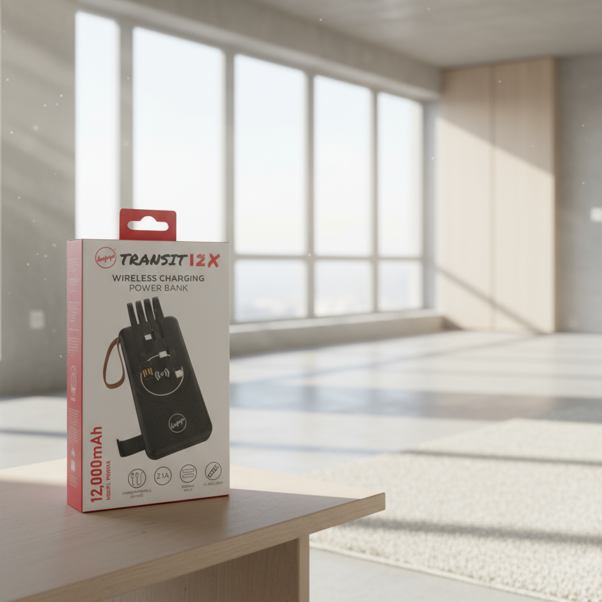 Deejays transit 12x wireless charging power bank – 12,000mAh (model pw12kx)