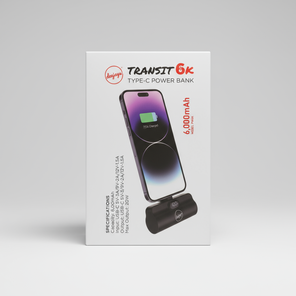 Deejays transit 6k type-c power bank 6,000mAh.