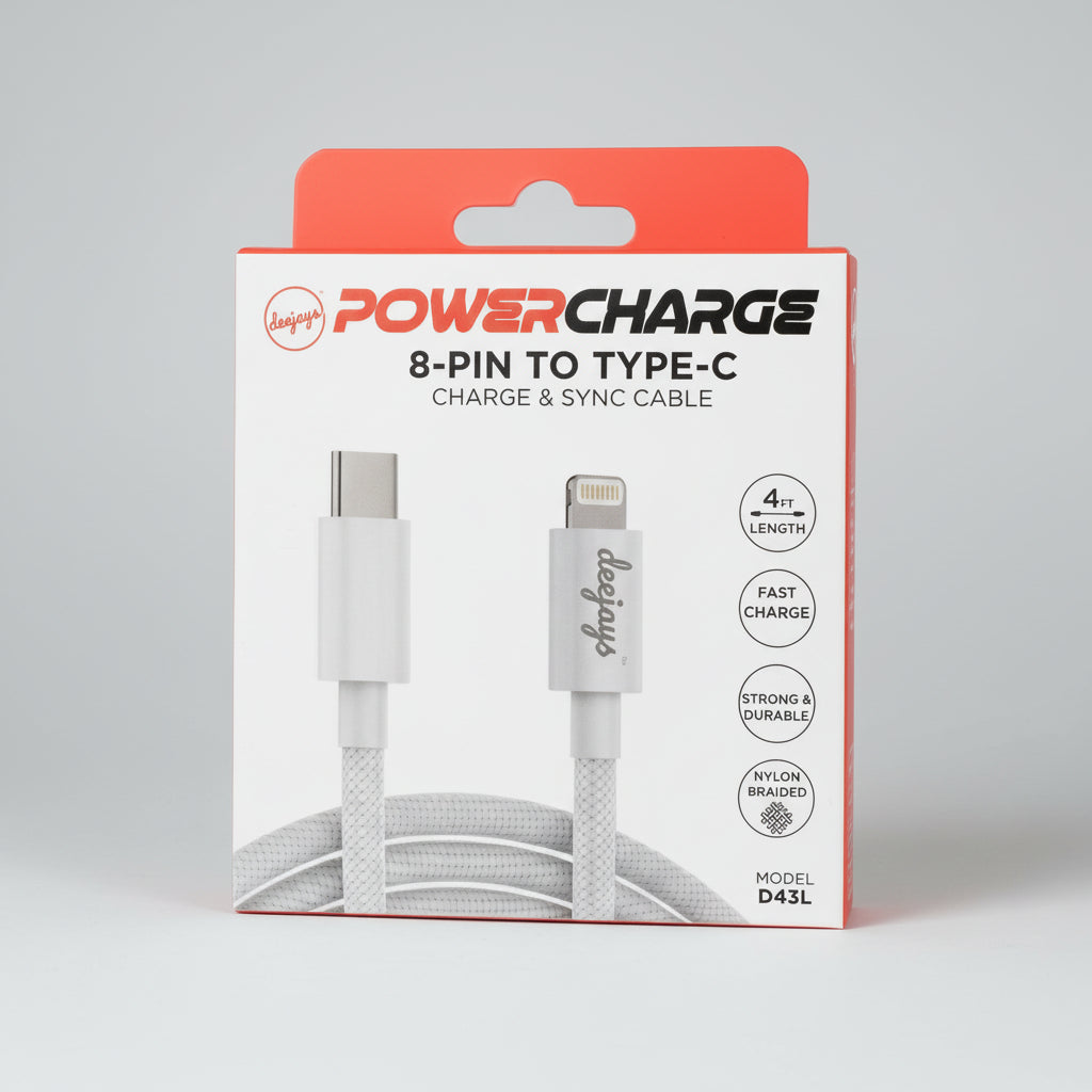 Deejays 8-pin to type c charge & sync cable
