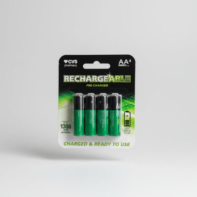 CVS Pharmacy Rechargeable AA Batteries – 1300mAh NiMH (4 Pack, Pre-Charged) - DOLLARS UNIVERSE LLC