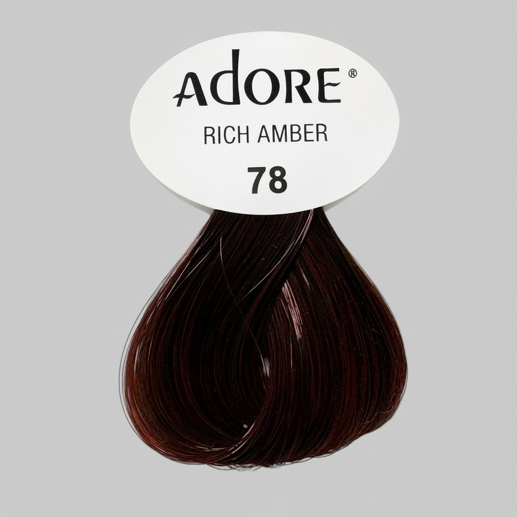 Adore Rich Amber hair color packaging on a shelf