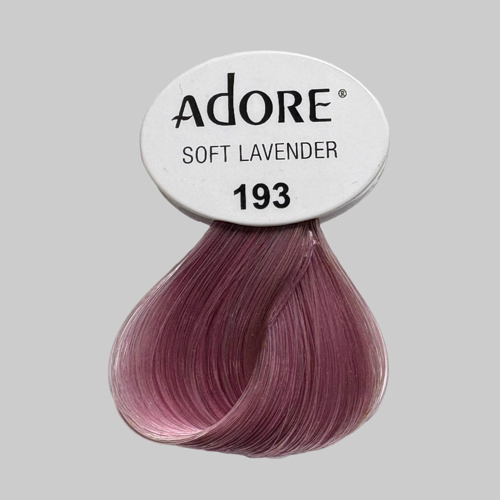 Adore hair color packaging with a focus on shade 193 Soft Lavender.