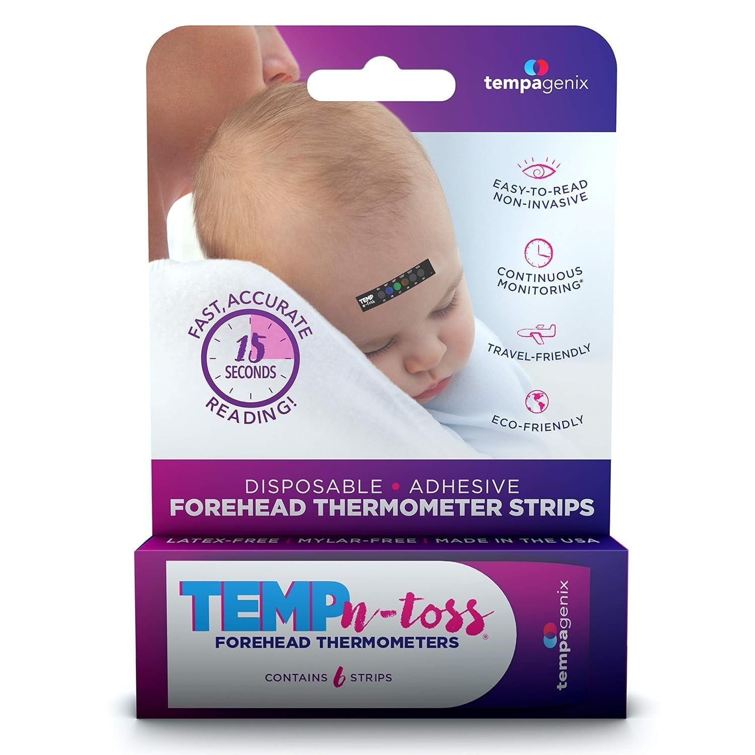 Tempagenix Temp-N-Toss Disposable Forehead Thermometer Strips 6-Pack