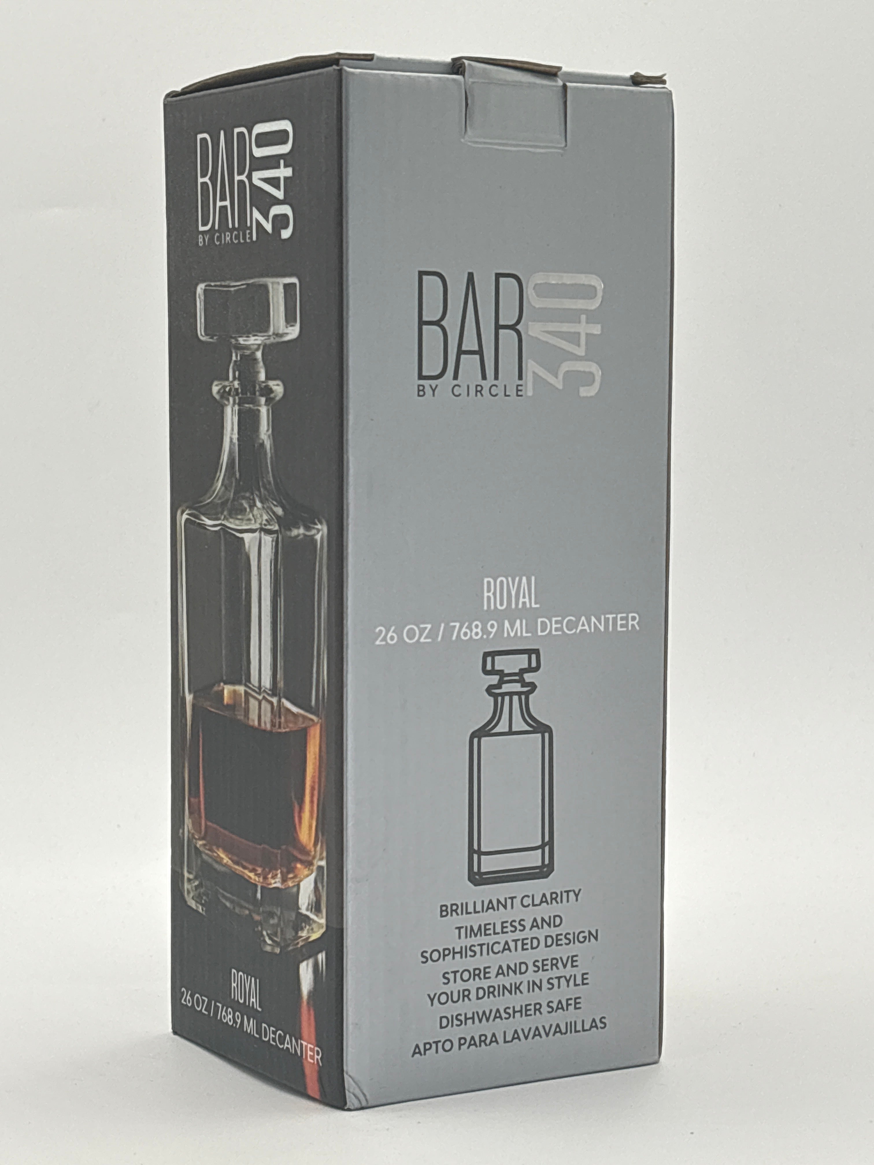 26 oz whisky decanter by Dollars Universe LLC in a gray box with elegant design and branding