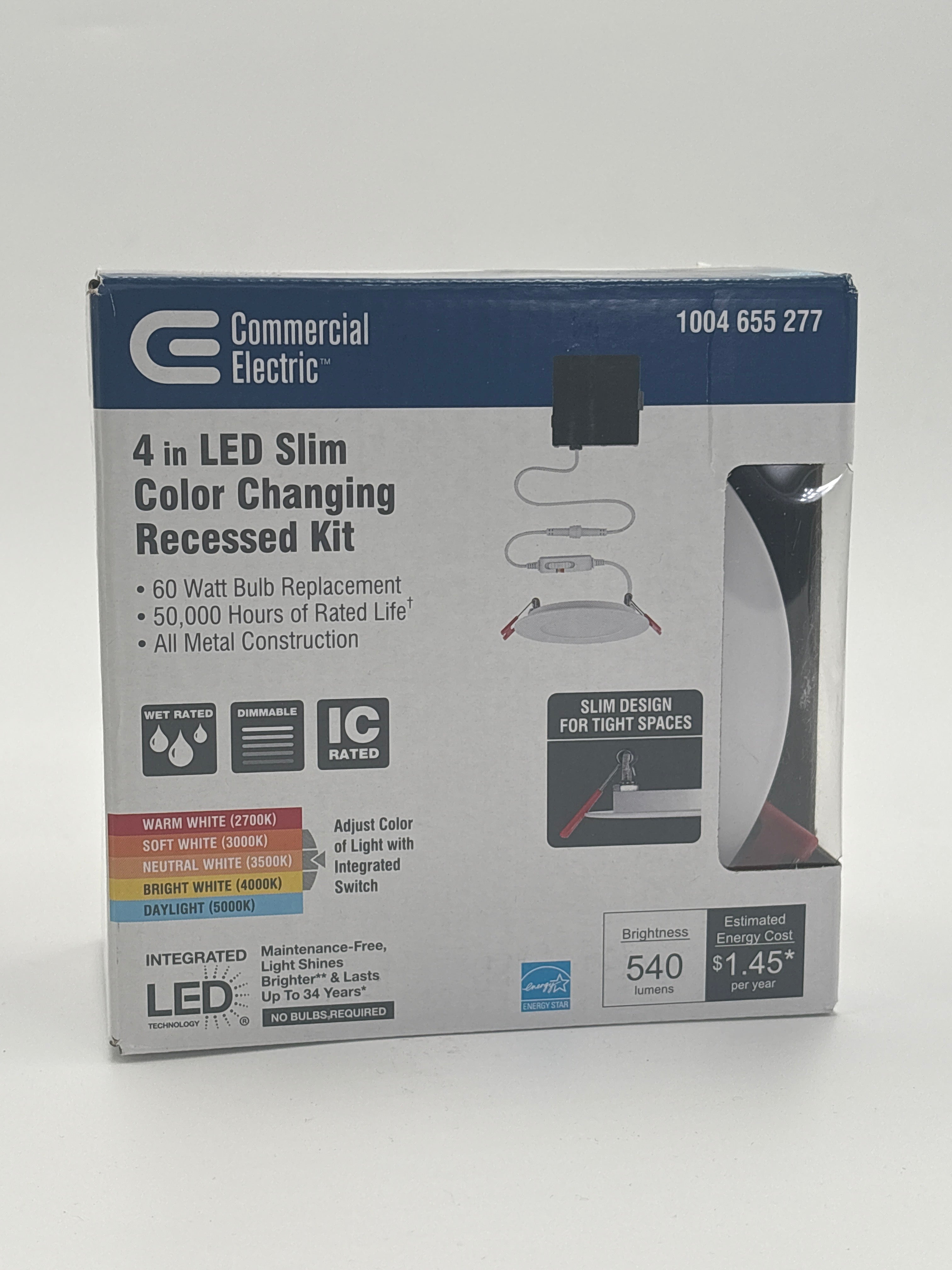 Energy efficient recessed light kit 4 inch LED slim color changing with 540 lumens brightness