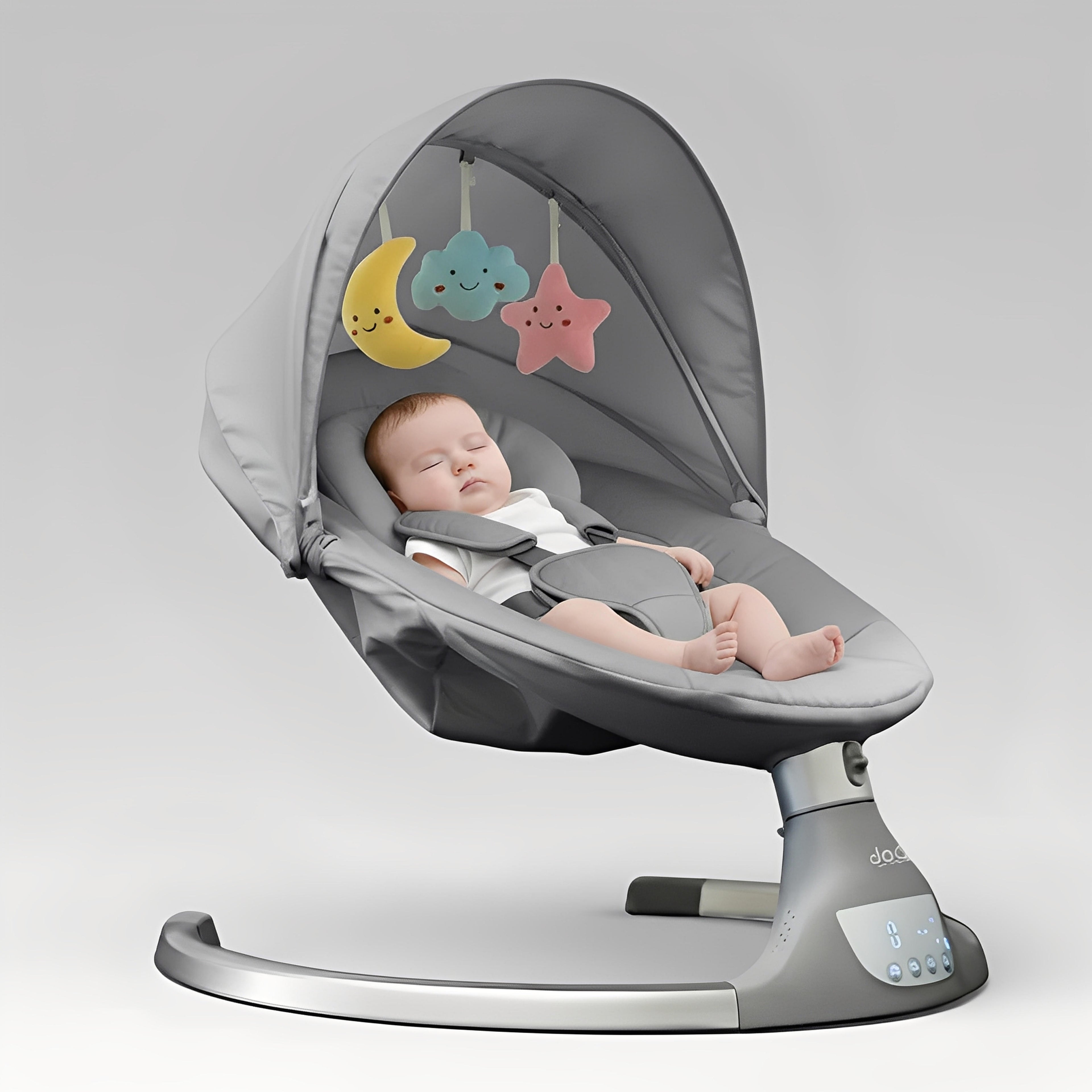 Jool Baby eNova Swing for Newborns - Electric Motorized Infant Swing, Bluetooth Music, 10 Preset Melodies, Remote (Updated Model, Gray) - Grey