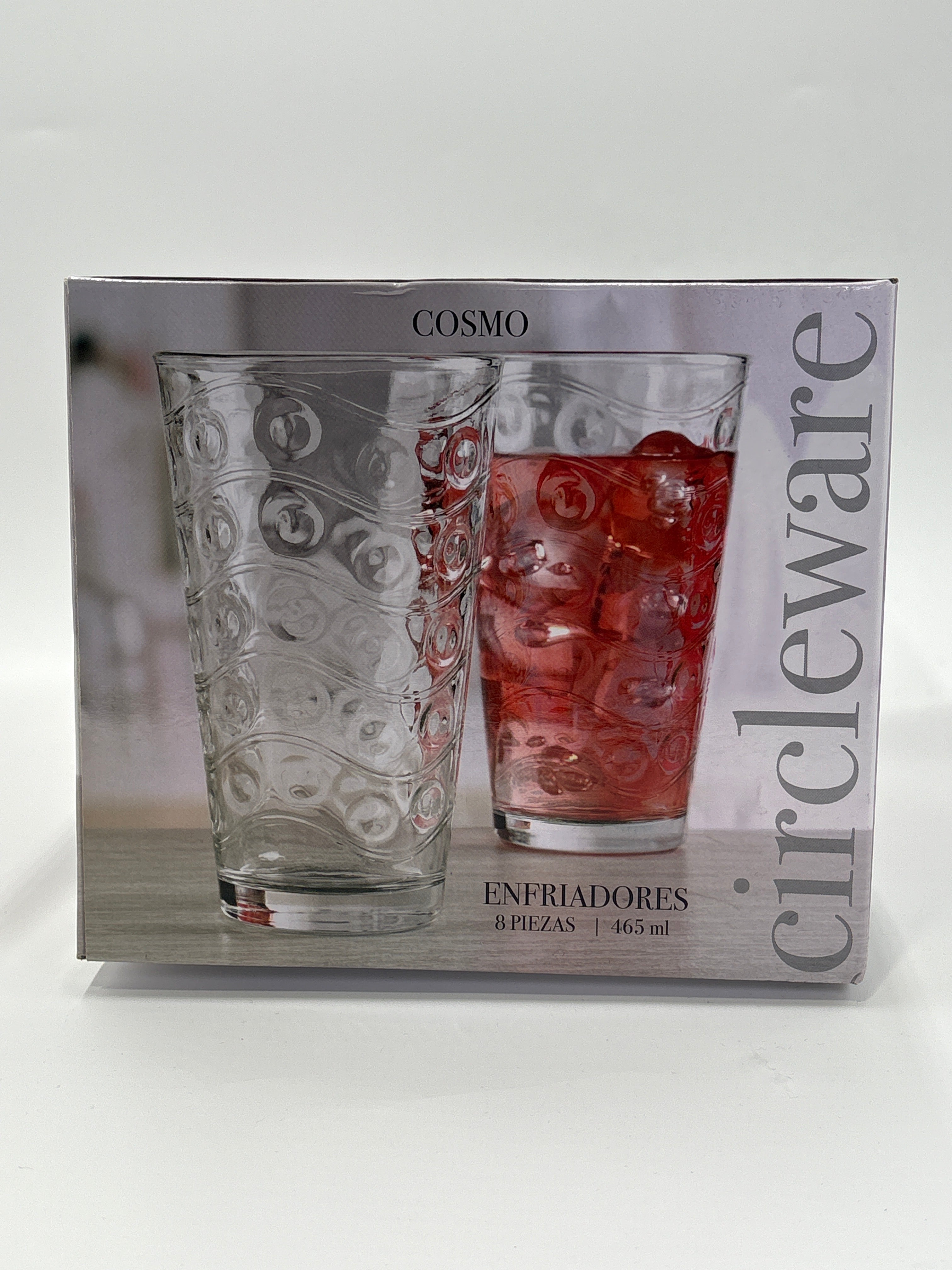 Set of cooler glasses 15.75 oz with circular pattern design, perfect for home and kitchen use