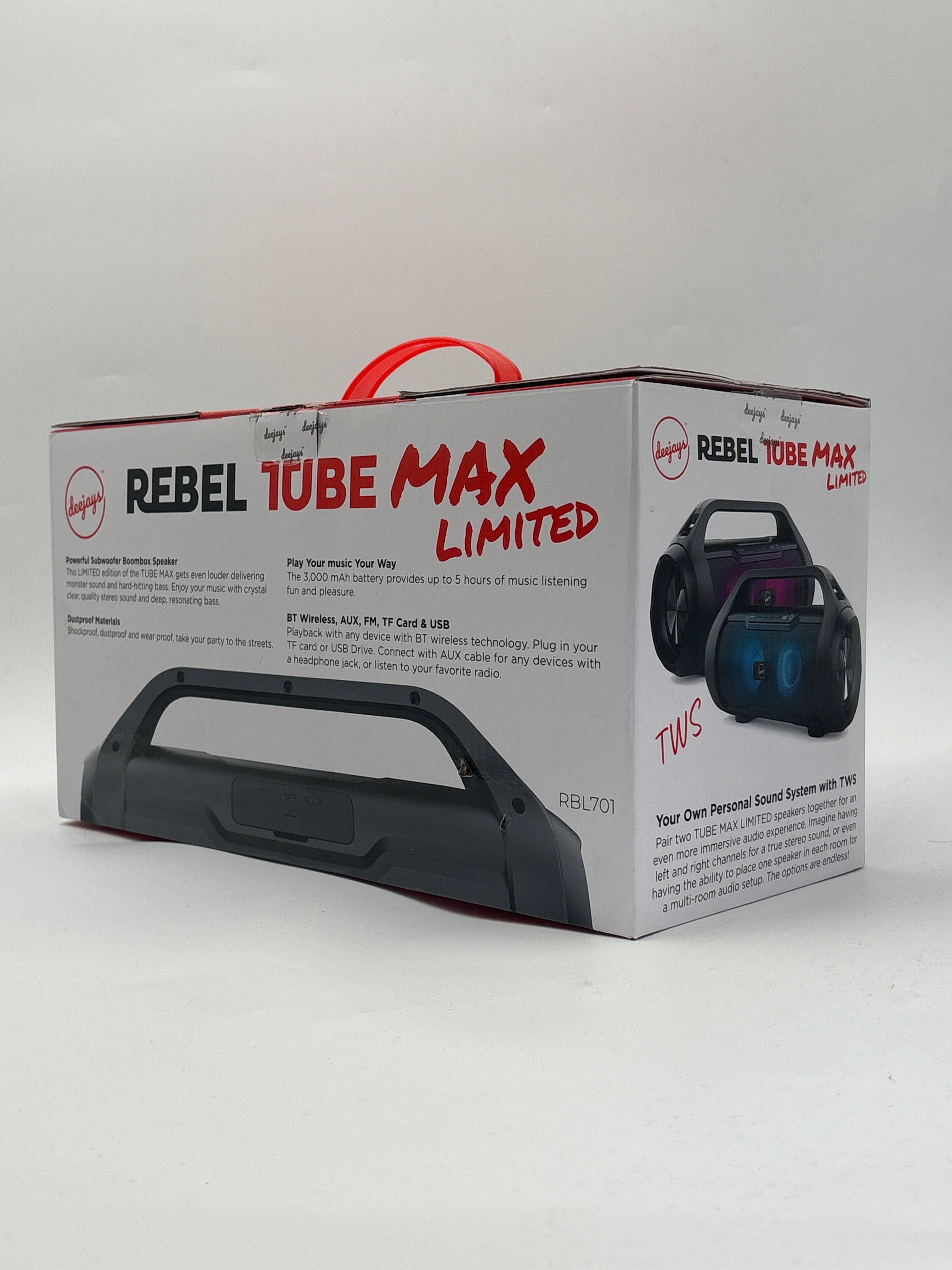 DOLLARS UNIVERSE LLC Rebel Tube Max Limited portable Bluetooth boombox limited edition in packaging box