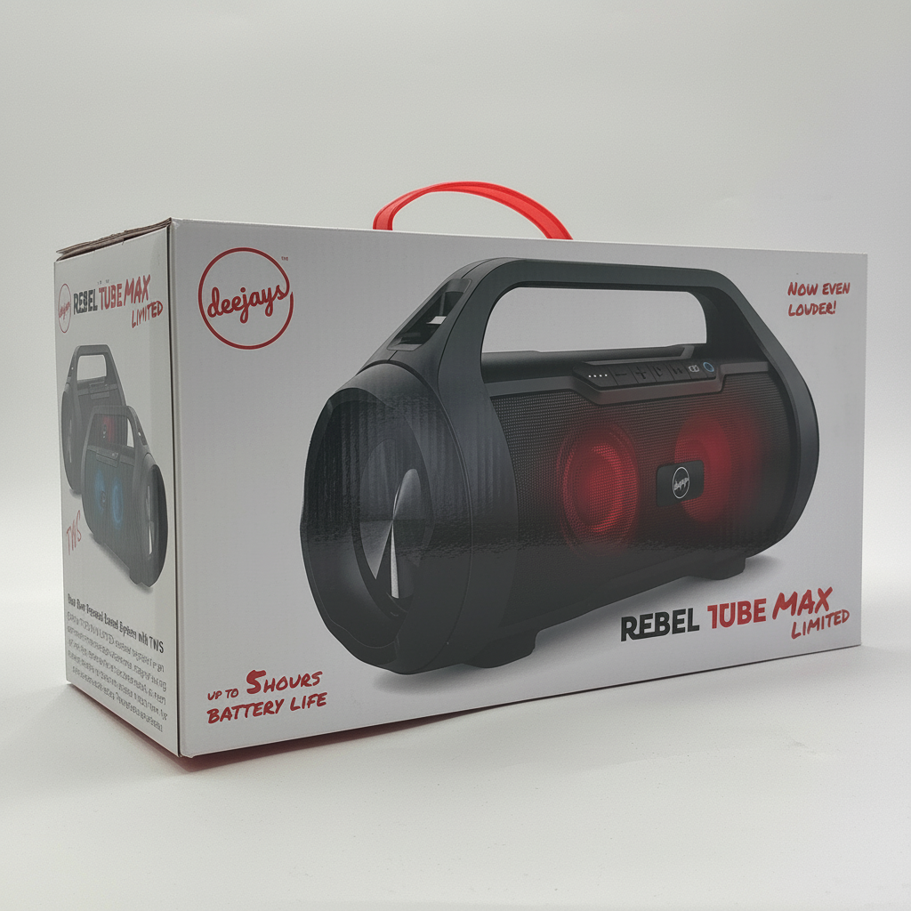 DOLLARS UNIVERSE LLC Rebel Tube Max Limited edition portable Bluetooth boombox with up to 5 hours battery life and red lighting