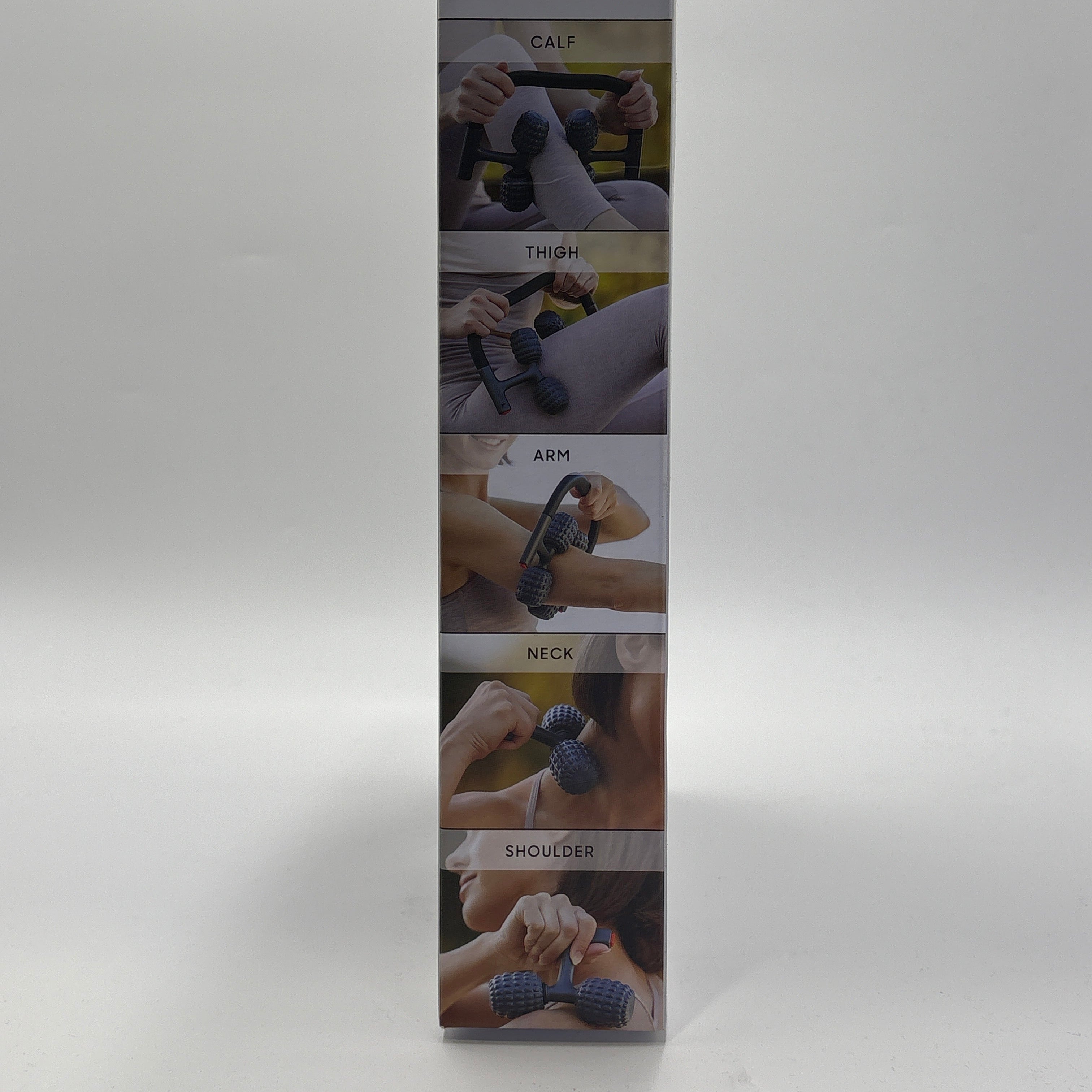 Modular massager for muscle relief by DOLLARS UNIVERSE LLC showing multi function use on calf, thigh, arm, neck, and shoulder