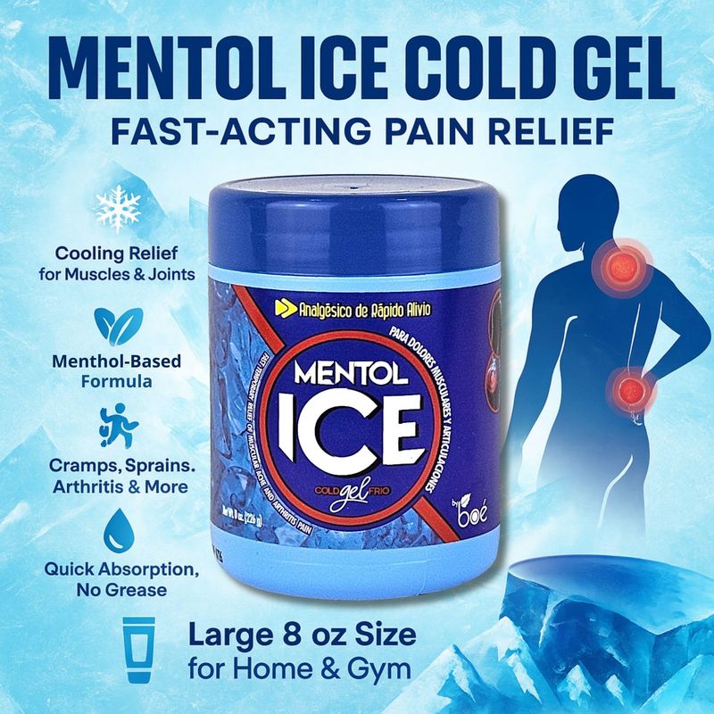Boe Cosmetics Mentol Ice Cold Gel 8 oz Muscle Relief