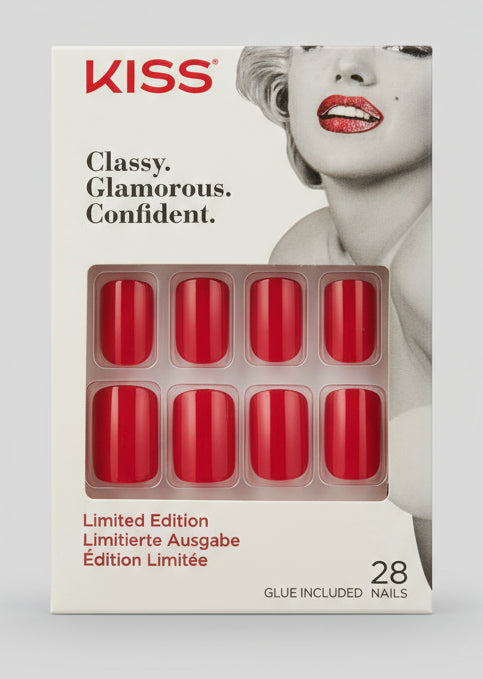 DOLLARS UNIVERSE LLC KISS Gel Fantasy press on nails in red limited edition with Marilyn Monroe design
