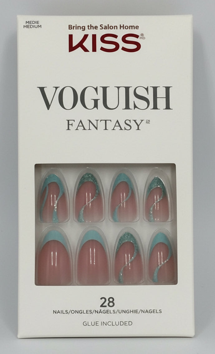KISS Gel Fantasy press on nails Vogush design medium size 28 nails with glue included