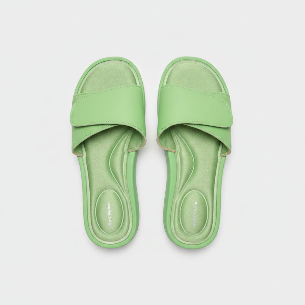Memory Foam Women's Green Flip Flop Velcro Strap Sandals Size M (7-8) - DOLLARS UNIVERSE LLC