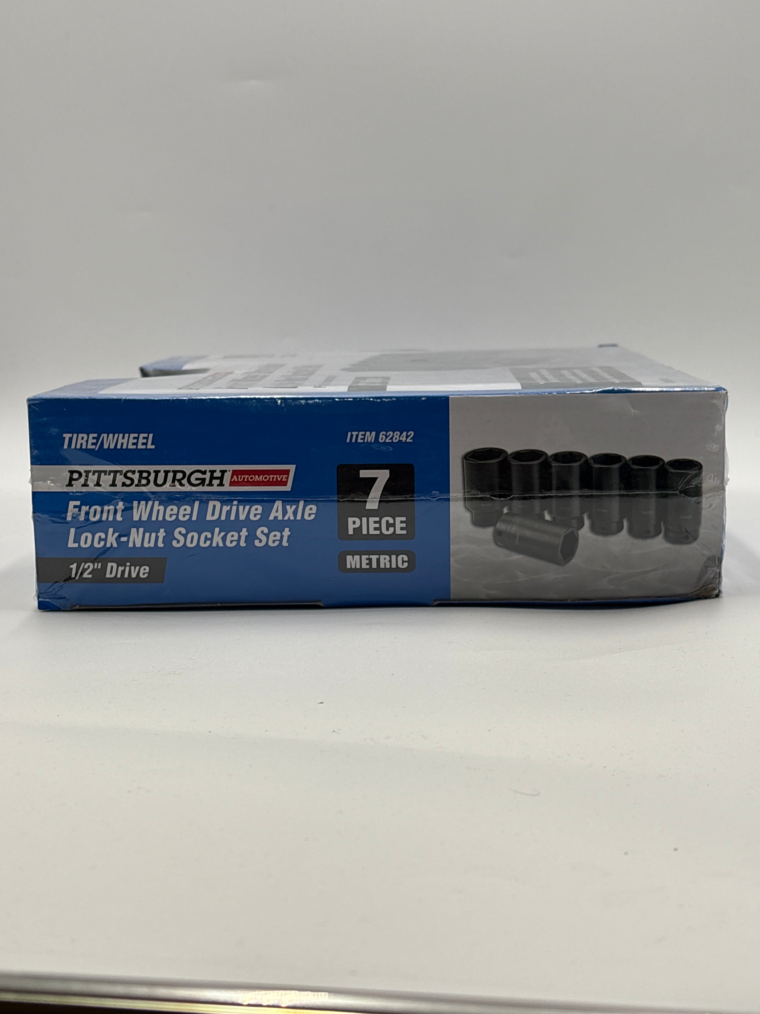 Pittsburgh 1/2-inch drive axle nut socket kit with 7-piece front wheel drive axle lock-nut metric sockets