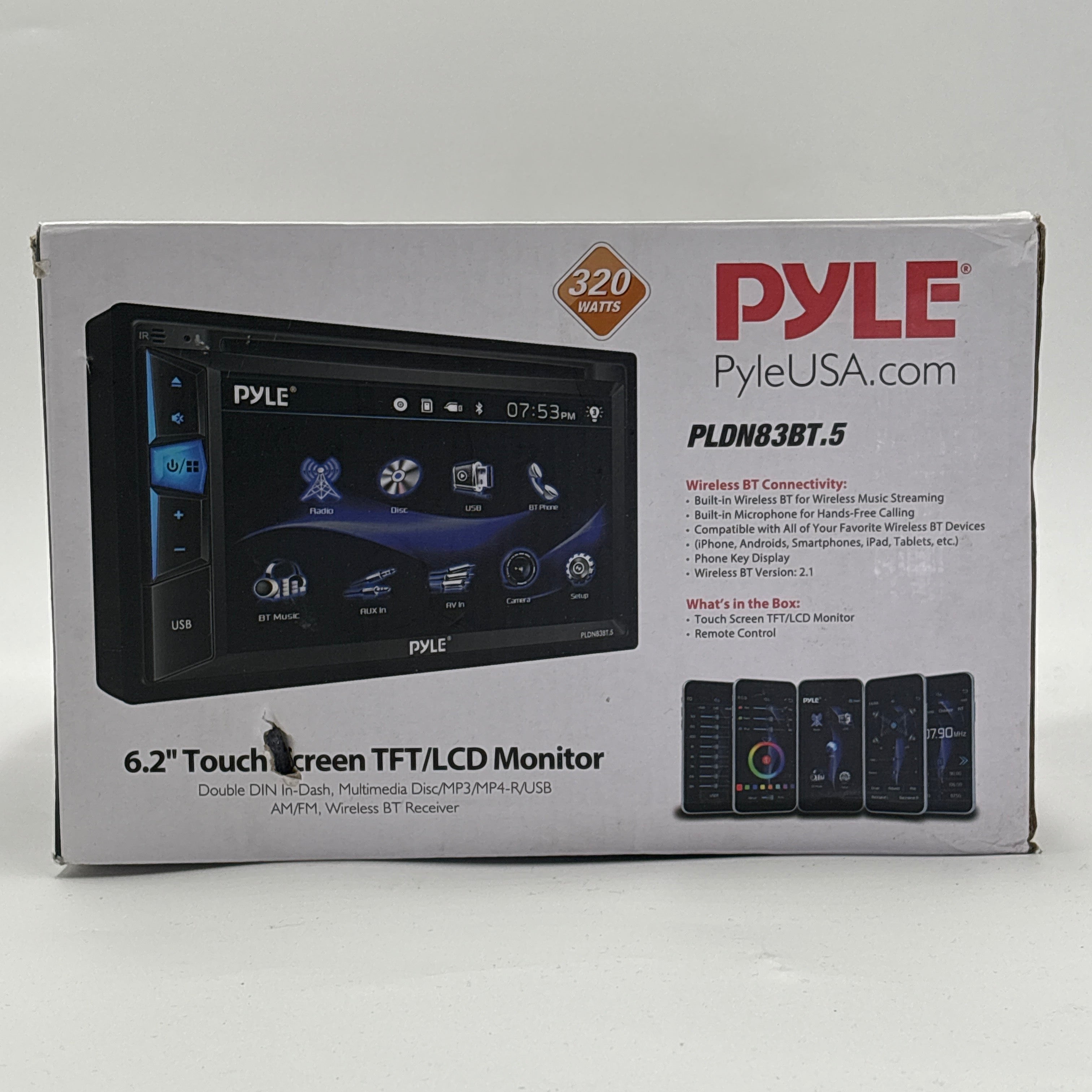 Bluetooth car audio system with screen featuring 6.2 inch touchscreen and wireless Bluetooth connectivity by Pyle