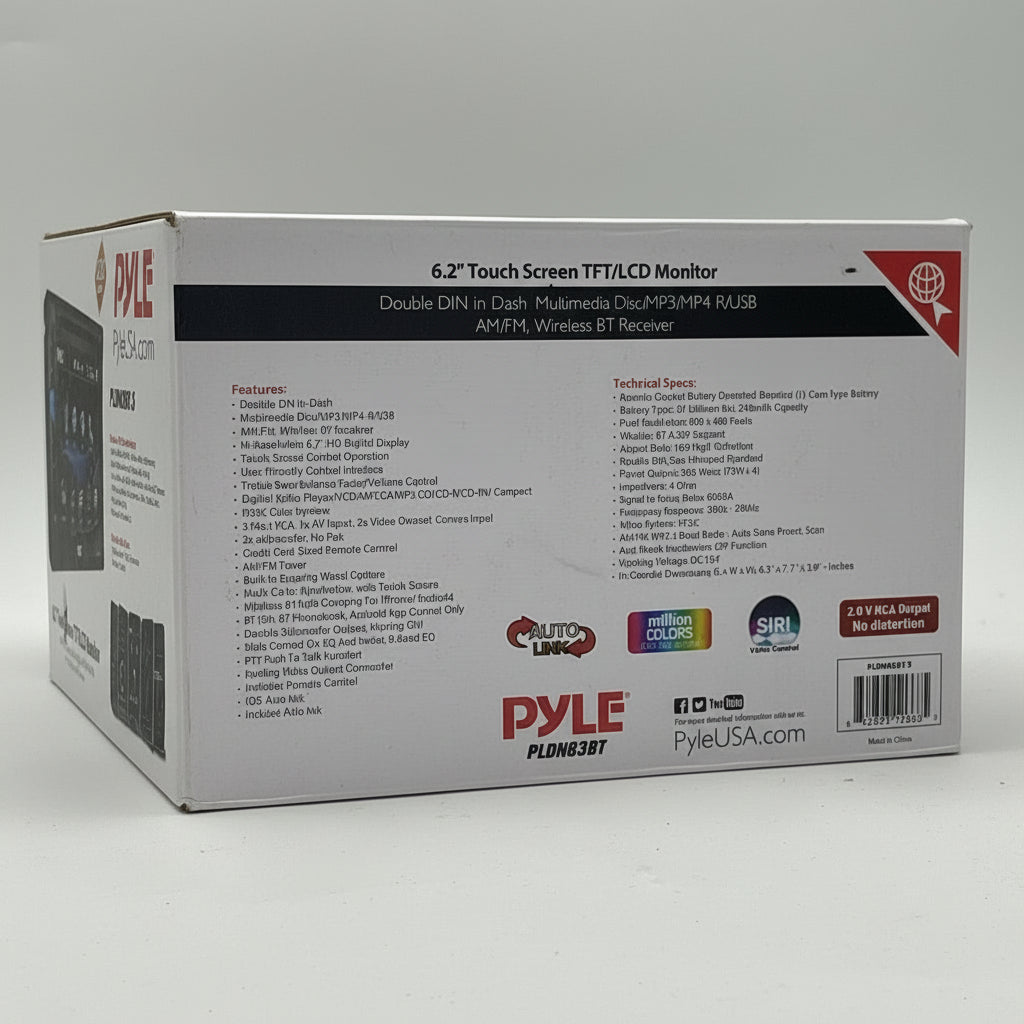 PYLE Bluetooth car audio system with screen in box featuring 6.2 inch touch screen TFT LCD monitor