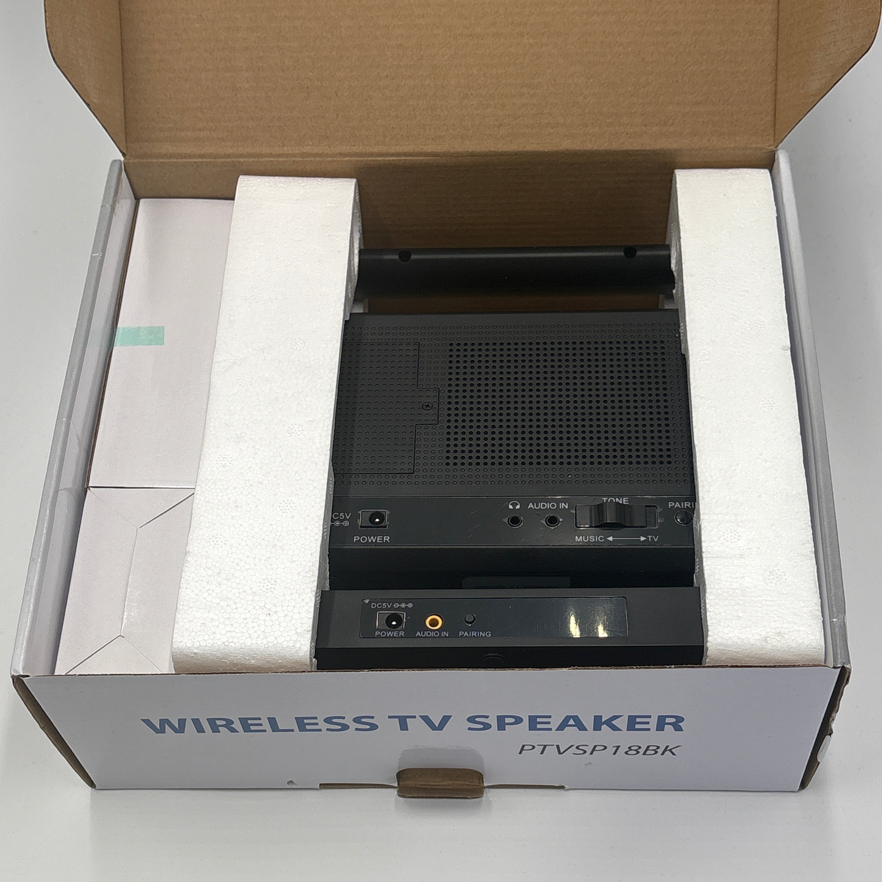 Rechargeable TV speaker for seniors in protective packaging by DOLLARS UNIVERSE LLC