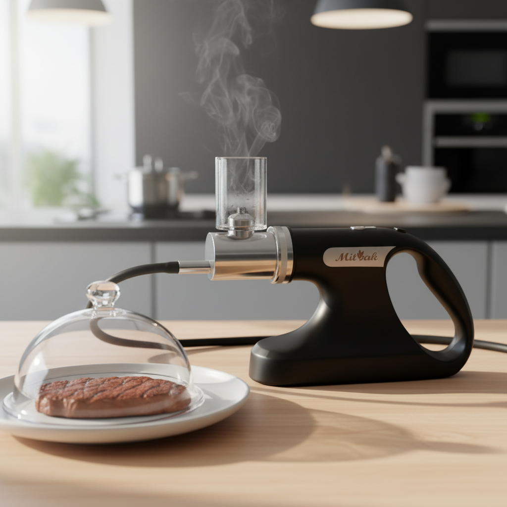 MITBAK Portable Handheld Cold Smoking Gun with Dome Lid and Woodchips | Electric Food and Drink Cocktail Smoker| Indoor-Outdoor Smoke Infuser Machine