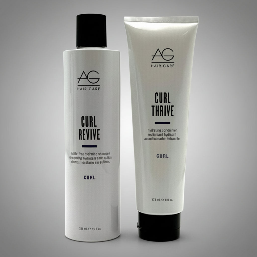 AG Hair Curl Revive Hydrating Shampoo & Curl Thrive Conditioner Duo Set - 10 oz & 6 oz, Sulfate-Free, Moisturizing, Frizz Control, Curl Enhancing