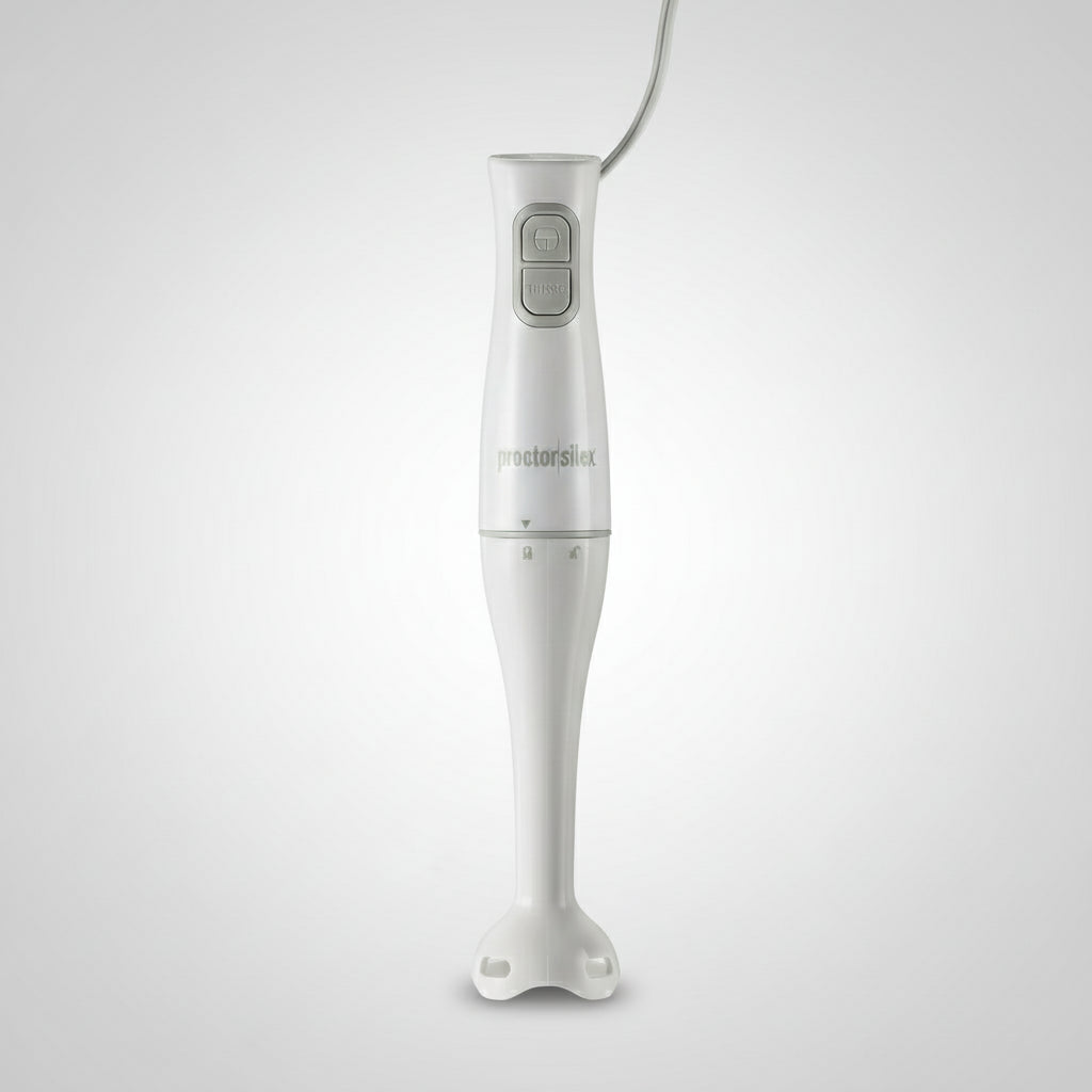 White hand blender on a white background
