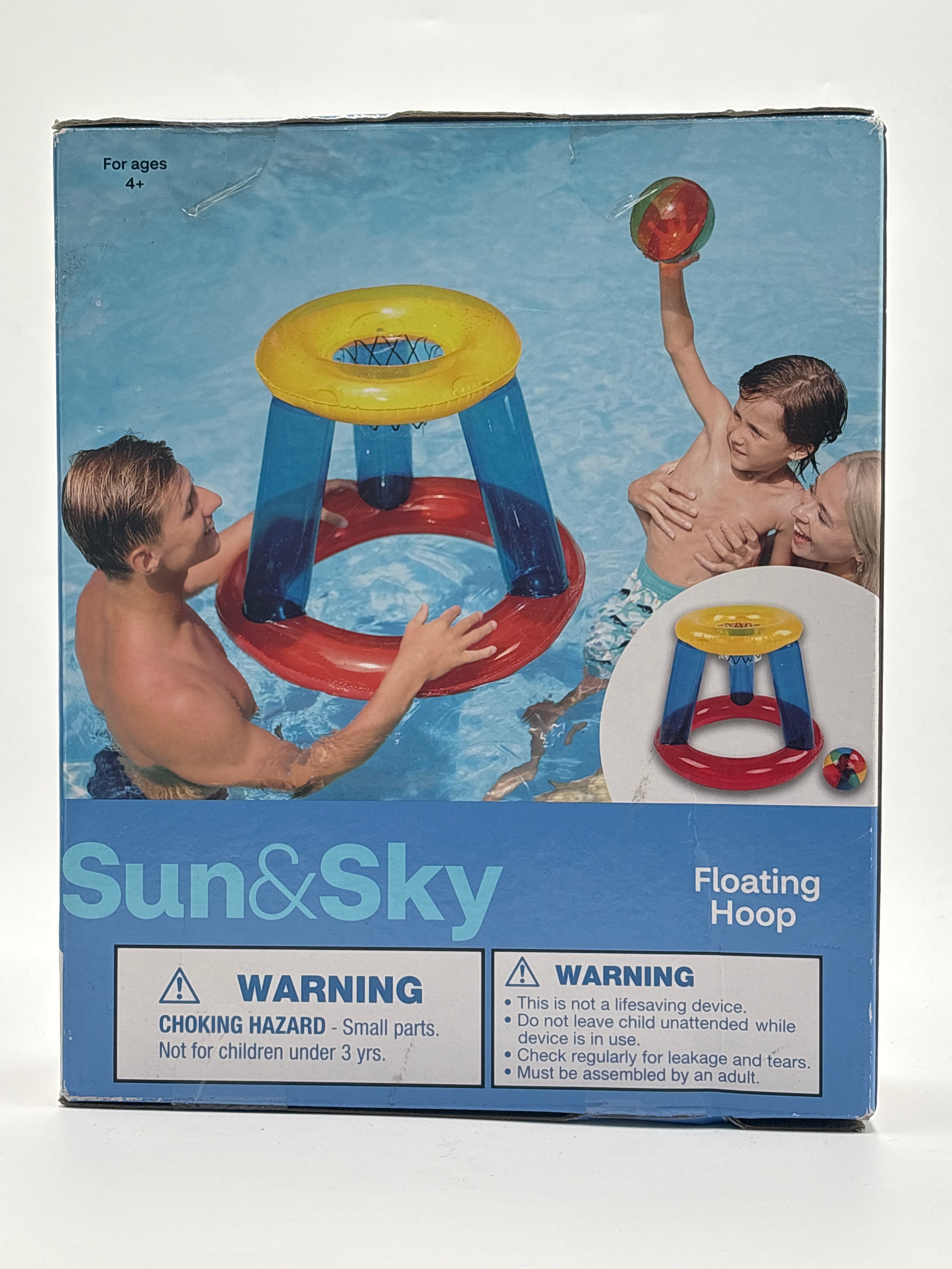 Sun&Sky floating basketball hoop for pool with colorful design for kids ages 4 and up