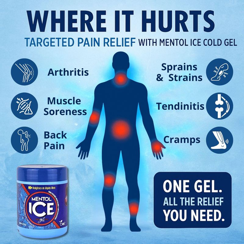 Boe Cosmetics Mentol Ice Cold Gel 8 oz Muscle Relief