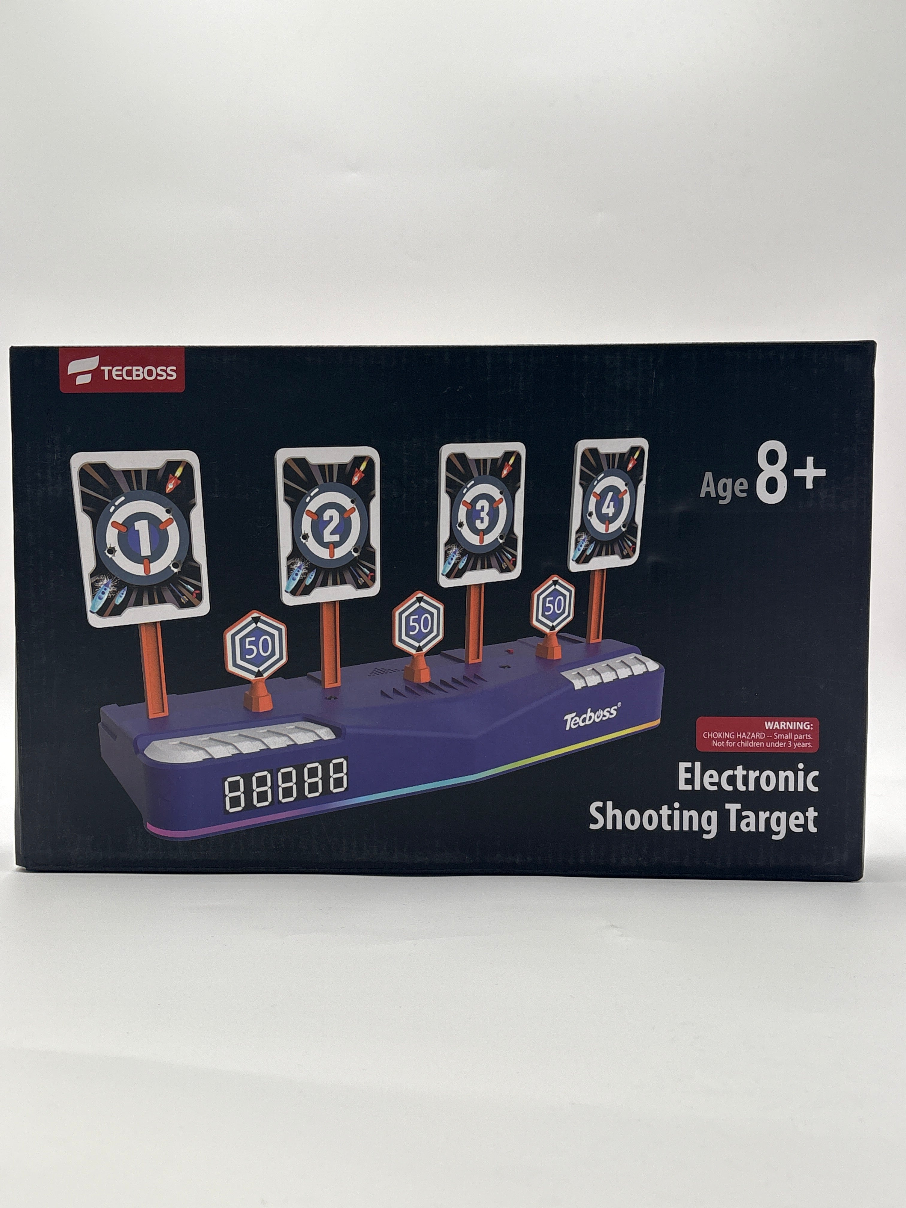 Tecboss electronic shooting target for kids with four numbered targets and digital score display