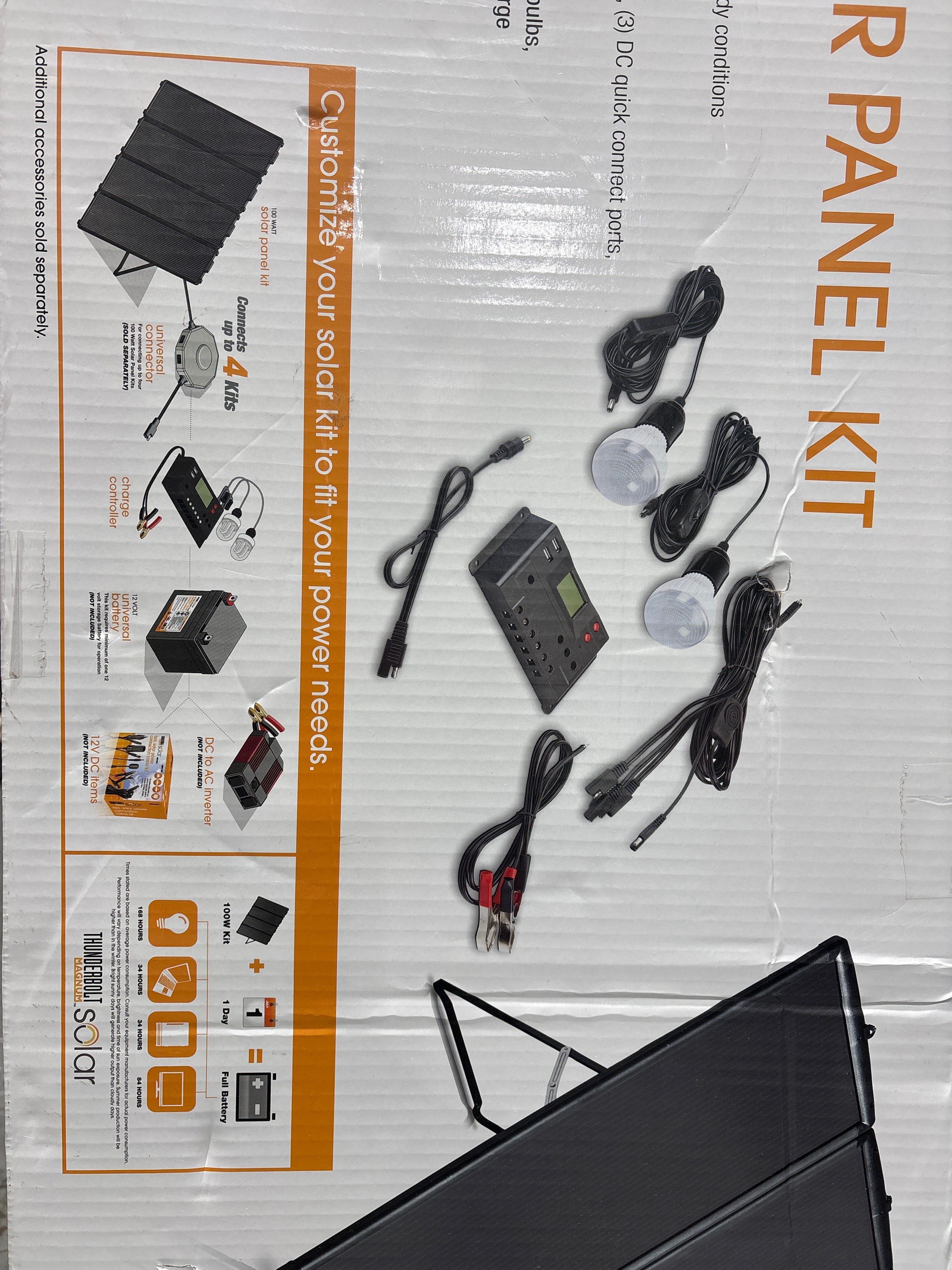 Thunderbolt Magnum solar panel kit by DOLLARS UNIVERSE LLC with solar panel, cables, and connectors for home and kitchen power solutions